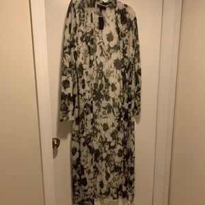 Lane Bryant Green Black & Cream print Duster